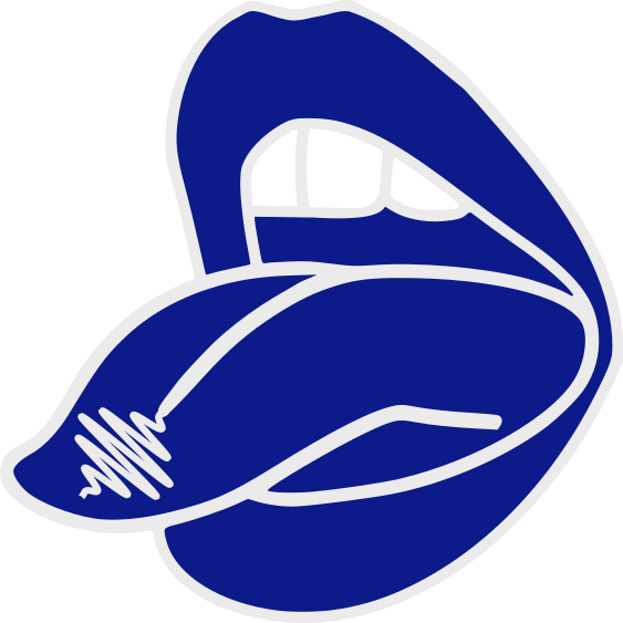 Image d'une bouche ouverte avec une langue tirée sur laquelle il y a une onde acoustique